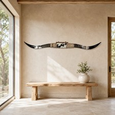 Genuine Mounted Longhorn 63” Wide Rustic Luxury Western Wall Decor picture