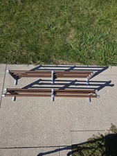 (2) Vtg 1960s MCM Vogel Peterson Metal Shelf Set Coat Hat Rack Industrial Office picture