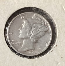 1944-S 10c Mercury Silver Dime XF picture