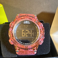 Invicta Racing Unisex Quartz Digital Chronograph Pink Plastic Strap 100m picture