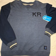 NWT Kidrobot Vintage Crewneck Sweater Navy Blue Gray KR Logo Mens Size XL Rare picture