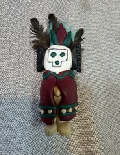 VTG Native American Hopi Kachina  Clay Brooch Pin Handmade One Of A Kind Signed picture