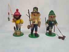 3 Vintage German Steinbach Nutcracker Smokers - Hunter, Angler & Hiker In Boxes picture