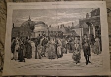 Rare Antique 1883 Harpers Bazar Double Page Woodcut Engraving Large Folio Print picture