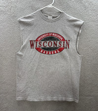 Vintage Wisconsin Badgers Shirt Mens Large Gray Crewneck Tee NCAA Sports 90s Y2K picture