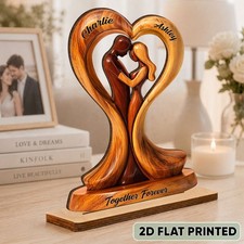 Personalized Together Forever Couple 2-Layer Wooden Block Anniversary Gift picture