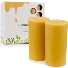Beeswax Pillar Candles 3x6 Inch, Natural Pure Bees Wax Candles 2 Pack, 90-100... picture