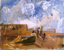 Western Cowboy Surrealism Landscape Painting On Canvas 11”x14” Original Signed picture