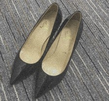 Christian Louboutin Kate Pointed Toe Pump Heel Shoes Black Patent Size 38 picture