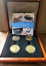 Disney Cruise Line Coin Set / 24kt Gold Plated w/wooden box, papers & black box picture