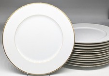 Premiere Fine China  (Mikasa) White & Gold Band Dinner Plate 10.5”  **12 TOTAL picture