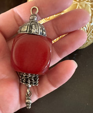Large Cherry Red Bakelite Dice Shape Bead Pendant  44g picture