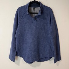 Prana Womens Frozen Falls Sweater Recycled Wool Blend Mock Neck Pullover XL Blue picture