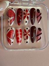 Handmade 3D Flower Press-On Nails: Acrylic Set (Size S) picture