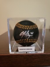 Hunter Greene Aurographed Black Baseball Cincinatti Reds picture