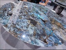 Stunning Round Coffee Table Labradorite Stone Countertop Desk Table Outdoor Deco picture