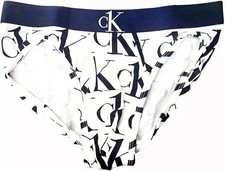 Calvin Klein Men's CK ONE Microfiber Hip Brief White with Navy Logos Large picture
