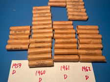 1959 d 1960 d 1961 d 1962 d OBW UNC rolls lot of 47 rolls picture