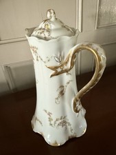 Antique Haviland Limoges NORMA  Chocolate Pot Pink Floral Demitasse c1900 picture
