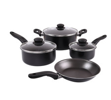 Mainstays 7 Piece Non Stick Aluminium, Pots and Pans Cookware Set, Black picture