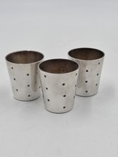 Vintage Christofle France Silverplate Starburst Cordial Shot Cups Set of 3 MCM picture