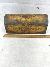 antique dome top box snipe hinges hand painted decoration original early 19thc picture