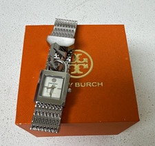 Tory Burch Women's Silver-Tone Rectangle Analog Watch Bracelet w/ Box & Booklet picture