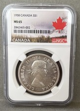 1958 Canada Totem Silver Dollar   QB5 picture