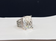 David Yurman 925 Sterling Silver White Topaz Wheaton 20x16mm Ring Size 7 picture