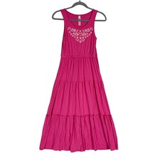 Cherokee Dress Girls 10-12 Pink Floral Maxi Sleeveless Scoop Neck Jersey Casual picture