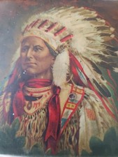 Antique Celluloid Native American Indian Chief Box picture