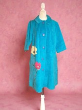 Vintage 1960s Swing Coat Plush Mod Flower Power Jacket L 14 Unionmade Turquoise  picture