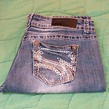 Rue21 twentyone black Women's Skinny Jeans Blue Medium Wash Embroidered 5-Pocket picture