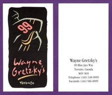 1990's Wayne Gretzky's 99 Toronto Restaurant Business Card picture