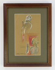 Arthur B. Davies (American, 1862-1928) Original Pastel Woman with Hand Mirror picture