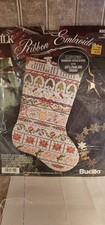 1995 Bucilla Silk Ribbon Embroidery Christmas Stocking Kit #83309 BAND SAMPLER picture