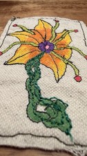 ACEO - OG-0001 Healing Bloom Original  Hand Stitched Textile Art OOAK Fantasy picture