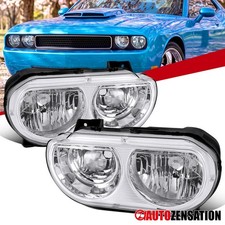 Fit 2008-2014 Dodge Challenger Halogen Headlights Headlamps Assembly Left+Right picture