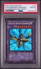 2002 Yu-Gi-Oh Gaia the Dragon Champion LOB REVERSE Secret/ULTRA Text PSA 8 picture