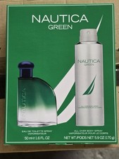 Nautica Green Gift Set for men contains:EDT Spray 1.6 fl.ozBody Spray 5.9 oz picture