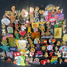 Large Mixed Lot Assorted Enamel Lapel Pins & Pinback Buttons Various Designs3 picture