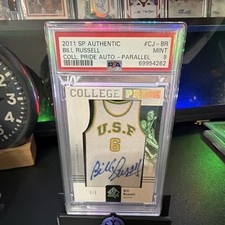 Upper Deck 2011-12 SP Authentic Bill Russell College Pride Auto /3 PSA 9 #CJ-BR picture