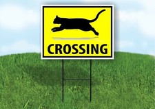 CAT CROSSING XING YELLOW Plastic Yard Sign ROAD SIGN with Stand picture