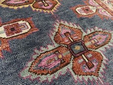 4x6 PINK BLUE HANDMADE WOOL RUG handwoven geometric soft new oushak heriz carpet picture