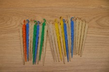 Lot of 25 Vtg Plastic Icicle Christmas Ornaments MCM 1950s Multi Colored Glow picture