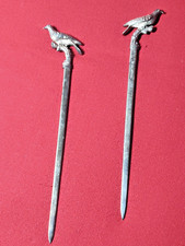 Antique A.G. Dufva Swedish Bird 7.5'' Hatelet  Skewers Set of 2 picture