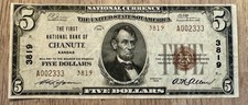 1929 Type 2 $5 Fr. 1800-2, The First NB Chanute, KS, Ch#3819, Serial #A002333 picture
