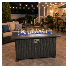 Kozyard Outdoor Patio Propane Gas Fire Pit Table 50,000 BTU Wicker Design picture