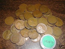 1928-D LINCOLN WHEAT CENT ROLL, G/VG condition picture