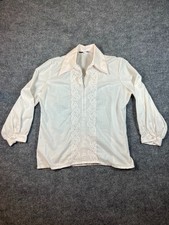 Vintage Sweet Adelins 1970s Lace Trimmed Zip Up Blouse picture